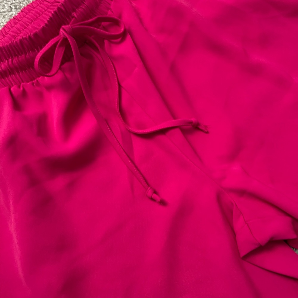 Vibrant Pink Drawstring Loose Fit Pants